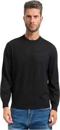 A|X Armani Exchange Zwarte Wollen Crew Neck Sweater - Heren - Ronde hals truien - Zwart - XL - Wol - Truien & Vesten