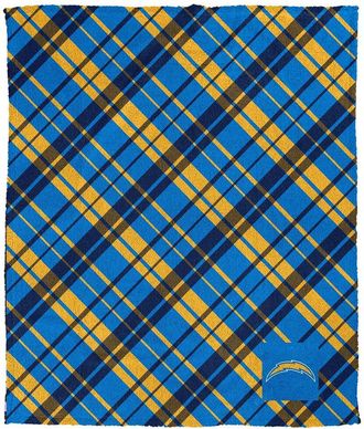 Pegasus Sports Los Angeles Chargers Nfl Team Plaid Sherpa Logo Patch Throw