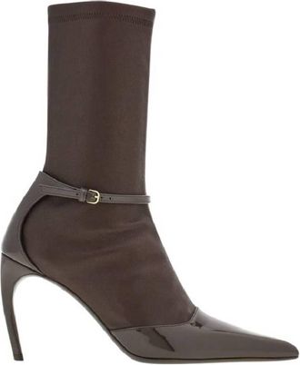 Ferragamo Britt Leather Pointed Ankle Boot, Size 10 C