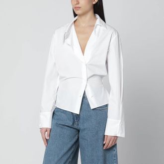 The Attico White asymmetric cotton shirt