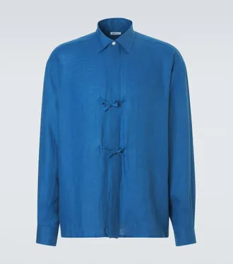 Kiton Bow-detail linen shirt