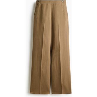 H&M Tailored Twill Trousers in Dark Beige at Nordstrom, Size 14
