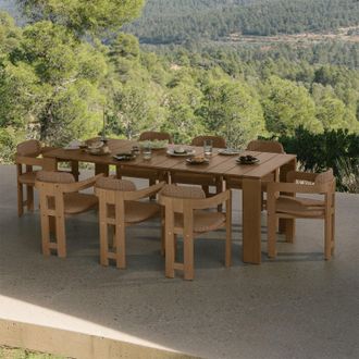 Sklum Set De Mesa Rectangular 220 X 100 Cm Kandroa Y 8 Sillas De Jard&iacute;n En Madera De Acacia Y Rat&aacute;n Sint&eacute;tico Ginara Sklum