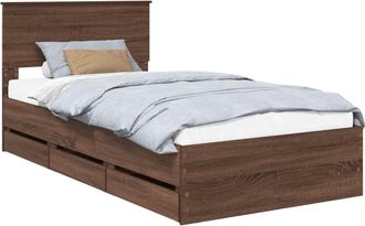 vidaXL Estructura De Cama Roble Marr&oacute;n 100 X 200 Cm Madera Ingenieril Vidaxl