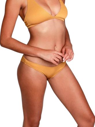 Sauipe Swimwear Jenna Brief Bikini Bottom In Ribbed Gold