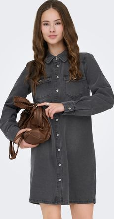 Only Jeanskleid ONLY ONLLISA L/S DNM DRESS GUA NOOS, Damen, Gr. XL, N-Gr, washed schwarz, Denim/Jeans, Obermaterial: 90% Baumwolle, 10% Viskose, unifarben,
