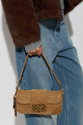Kurt Geiger Suede Shoulder Bag Marylebone, Womens, Brown