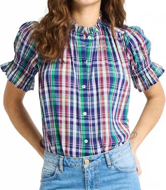 Mille Marnie Blouse In Ivy Plaid