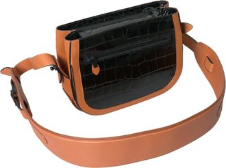 Balenciaga Black Brown Exotic Skin Leather Shoulder Camera Purse Womens Bag