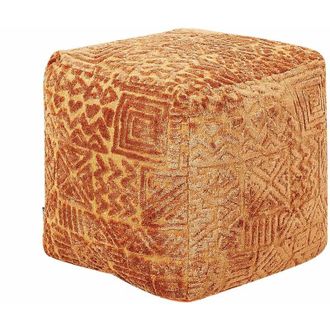 Beliani Pouf poggiapiedi quadrato con imbottitura in eps e rivestimento in viscosa con motivo geometrico a zampa delefante Sanawan