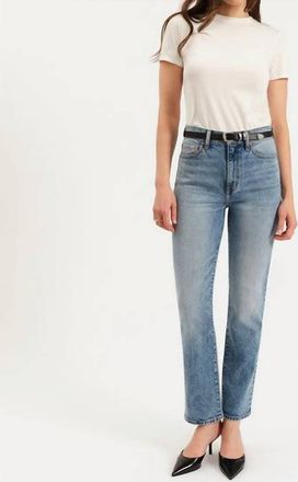 Daze Smarty Pants High Rise Slim Straight Leg Jeans In Face To Face