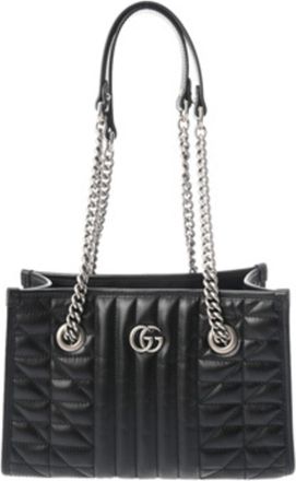 Gucci Black Silver Leather Tote Bag (Pre-Owned)