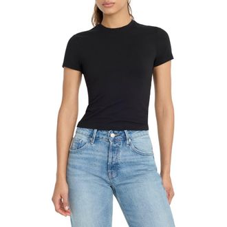 Good American Super Stretch Baby Tee in Black001 at Nordstrom, Size X-Small