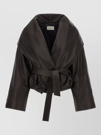 Magda Butrym leather belted shawl collar coat