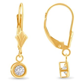 Pompeii3 1/2Ct Diamond Lab Grown Dangle Lever Back Hoop Earrings 14k Yellow Gold