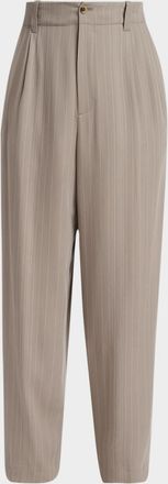 Golden Goose Men & apos;s Hairline Stripe Pleated Wide-Leg Trousers