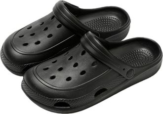 Generic Hole Shoes Ladies Wear Slippers Summer Home Shoes Couple Eva Slippers(Black,44-45)