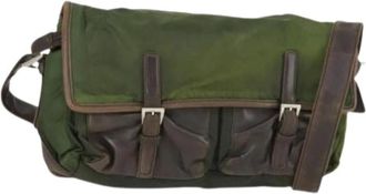 Prada Pre-owned Cross Body Bags, female, Green, Size: ONE SIZE Pre-owned Nylon Cross Body Bag