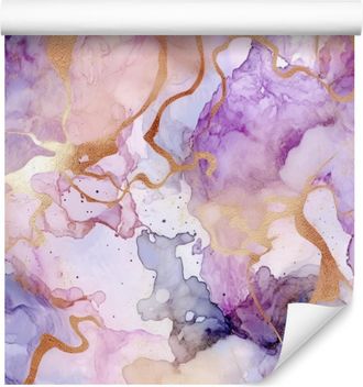 OEM Carta Da Parati Color Viola Inchiostro, Lavanda E Corallo Per Soggiorno E Camera Da Letto, 50x1000 Cm
