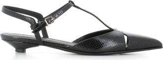 Sergio Levantesi Zwarte Python Print Leren Slingback - Dames - Pumps - Zwart - 36 EU - Schoenen