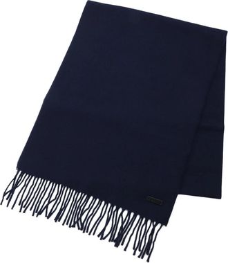 HUGO BOSS wollen sjaal met franje detail - Heren - Wintersjaals - Blauw - ONE Size - Wol - Accessoires