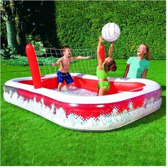 Trade Shop Trade Shop - Piscina Gonfiabile Con Rete Gioco Pallavolo E Pallone 254 X 168 X 97 Cm