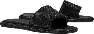 Tory Burch Double T Pavé Slide Sandal in Perfect Black /Jet at Nordstrom, Size 10.5