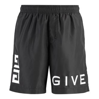 Givenchy Beachwear, male, Black, Size: XL 4G Long Swim Shorts