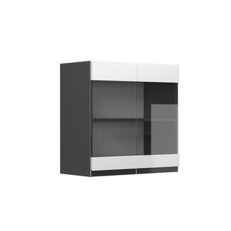 Vicco Armario De Cocina Con Vidrio R-line, Blanco, 60 Cm Forma De J, Vicco