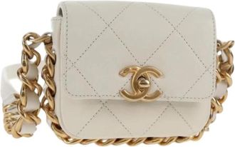 Chanel Pre-owned Vintage Heuptas - Dames - Vintage Heuptassen - Wit - ONE Size - Leer - Vintage