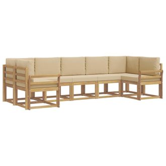 vidaXL Conjunto De Sof&aacute;s De Exterior Con Coj&iacute;n 7 Pcs Y Beige Vidaxl