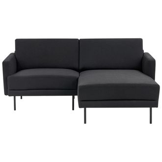 Beliani Beliani - Sof&aacute; Esquinero Moderno Tapizado Izquierdo 2 Plazas Patas De Metal Tejido Negro Respaldo Acolchado Breda