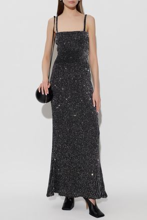Alaia Off-shoulder Dress With Shimmering Appliqu&eacute;s, Womens, Silver