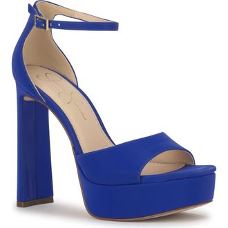 Jessica Simpson Telxia 2 Ankle Strap Platform Sandal in Blue Royale at Nordstrom, Size 5.5