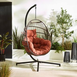 Furniturebox Egg Outdoor Garden Hanging Chair in Terracotta