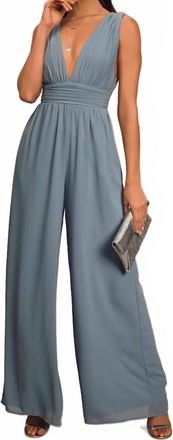 Lulus Womens Divine Muse Jumpsuit In Slate Blue