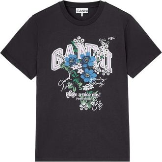 Ganni T-shirt With Flowers