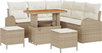 vidaXL Garden Sofa Set with Cushion 8 pcs Beige, Cream 90 x 55 x 71 cm Vidaxl