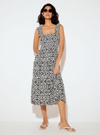 Vero Moda Womens Crinkled-texture smocked-bust tiered dress