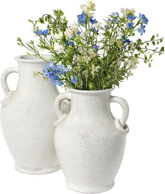 Tozai Home Twos Company Set Of 2 Crackle Two-Handled Urns