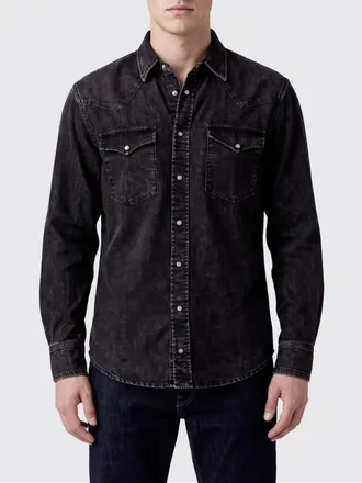 Dondup Camicia in denim di cotone con tasche a toppa e colletto francese