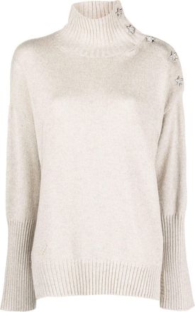 Zadig&Voltaire Alma star-charm high-neck jumper - women - Cashmere/Polyester/Wool - L - Neutrals