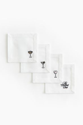 H&M 4er-Pack Bestickte Untersetzer - White