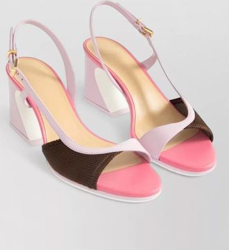 Fendi heel sandals buckle detail open toe slingback
