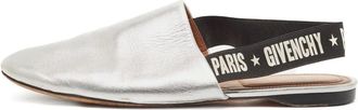 Givenchy Mules in pelle con suola piatta e logo - Argento