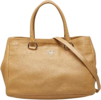 Prada Pre-owned Handbags, female, Beige, Size: ONE SIZE Pre-owned Leather Handbag