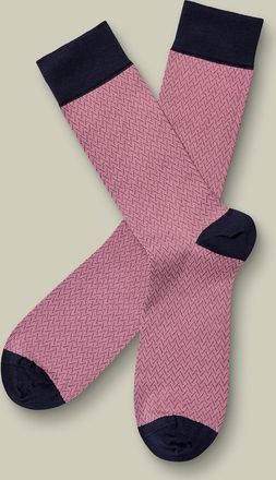 CHARLES TYRWHITT Herringbone Socks - Dark Pink Size 10.5-13 by Charles Tyrwhitt