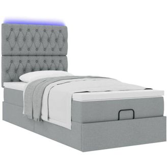 vidaXL Estructura Cama Otomana Con Colch&oacute;n Tela Gris Claro 100x200cm Vidaxl