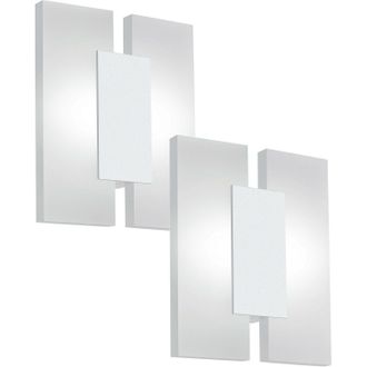 Loops 2 PACK Wall Light Colour White Shade Satined Plastic Bulb LED 2x4.5W Included