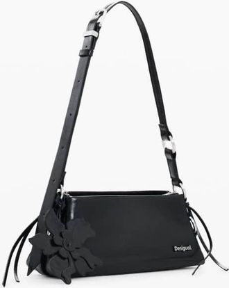Desigual Borsa media in pelle sintetica nera con charms-Nero